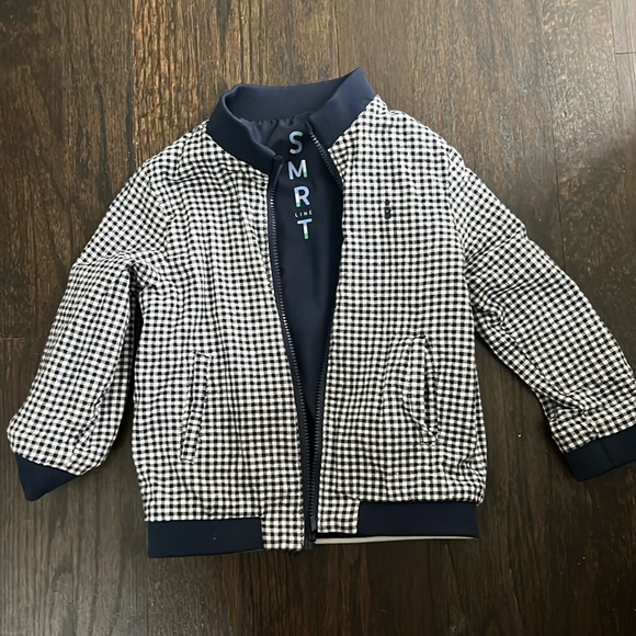 Mayoral Reversible Bomber Jacket - Navy Blue Gingham - Picture 3 of 7